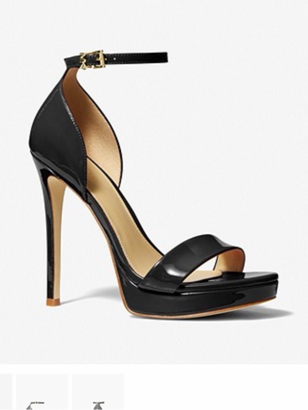 Women's Black Patent Ankle-Strap Platform High Heel Sandal